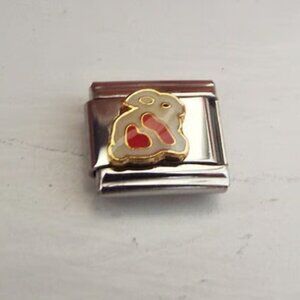 Red and white enamel rabbit 9mm stainless steel italian charm bracelet link new